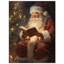Vintage Christmas Canvas Wall Art - Santa 16"L x 12"W, Claus-Unframed