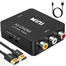 RCA to HDMI,AV to HDMI Converter, 1080P Mini RCA Composite CVBS Video Audio C...
