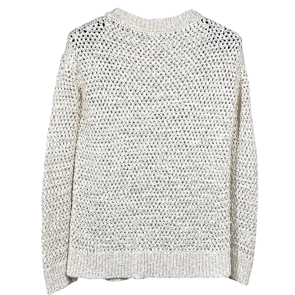 Suéter de punto abierto The Row para mujer L mezcla de algodón marfil manga larga cuello redondo DEFECTUOSO Foto 3 de 4