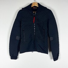 Prada Women's Micro Quilted Full Zip Spread Collar Lightweight Jacket Black S