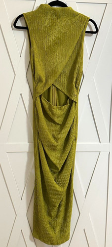 SHEIN Women’s Green Solid Long Bodycon Dress Sleeveless Cut Out Zip L