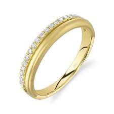 Minimalist Round Cut 14k Yellow Gold Natural Diamond Band Women's Wedding Ring