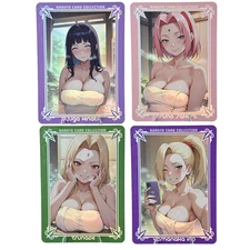 4×Naruto Sakura Haruno Hinata Hyuga Tsunade Doujin Card Custom DIY Color Glitter