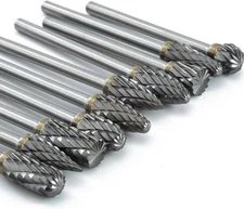 Set 10PC 1/8" Shank Tungsten Double Cut Carbide Rotary Burr Set for Metal and Wo