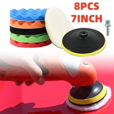 8pcs 7 Inch Car Buffing Pads Polishing for Drill Sponge Kit Waxing Foam Polisher