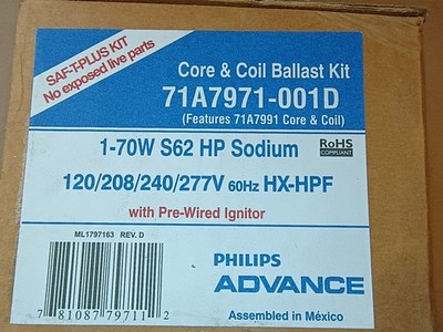 Philips Advance 71A7971-001D Core & Coil Ballast Kit, 1-70W S62 HP Sodium