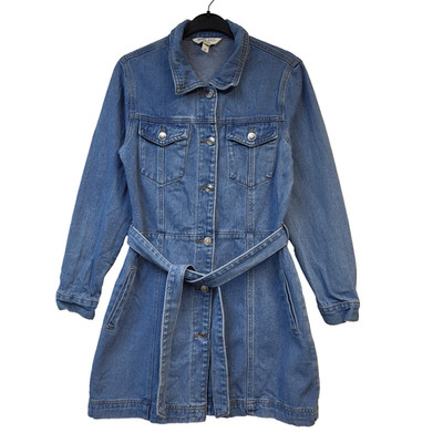 Brave Soul Denim Hemdkleid Kragen blau Langarm UK Damengröße 8