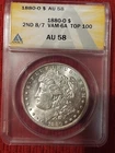 1880-O Morgan Silver Dollar ANACS AU58 VAM-6A Top 100 List 2nd 8/7