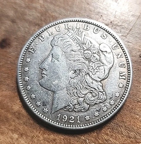 USA 1921 Morgan Dollar Coin 90% Silver $1 Last Year Philadelphia Very Fine