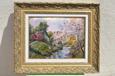 Tableau Émaux de Limoges P BONNET Grand Format ' Paysage mélancolique " - Photo 1/4