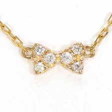 agete 18K Yellow gold Necklace Diamond About1.0g About40cm Free shipping Used