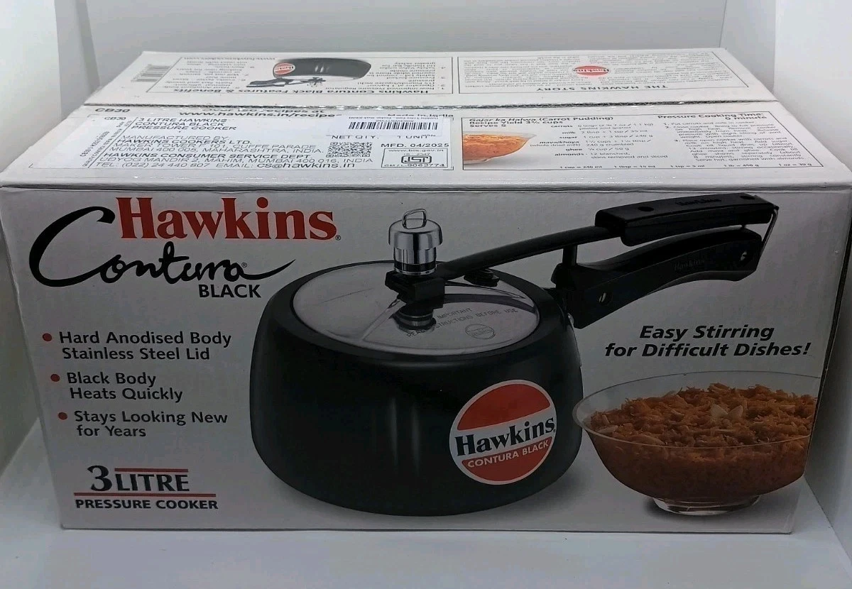 Hawkins CB30 Hard Anodised Pressure Cooker, 3-Liter, Contura Black New in Box
