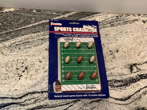 NOS Franklin Sports Challenge Wood Board Game Football Tic Tac Toe
