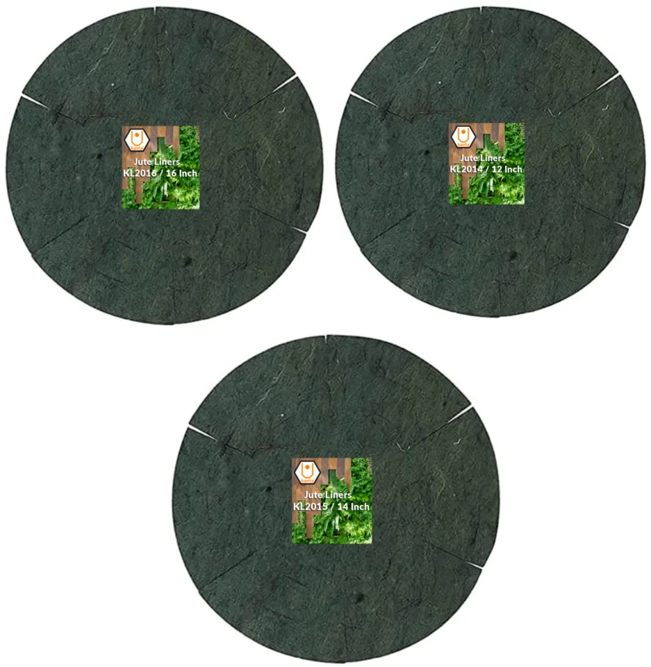 KANTA Green Jute Hanging Basket Liners Natural Fibre Garden Planter Pot Inserts Base