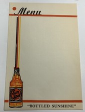 Insert feuille menu pop soda tache soleil vers 1930 logo bouteille acl art déco graphisme