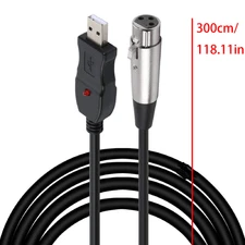 USB 2.0 Male to XLR Female Microphone Mic Link Cable Cord 3m For PC Computer