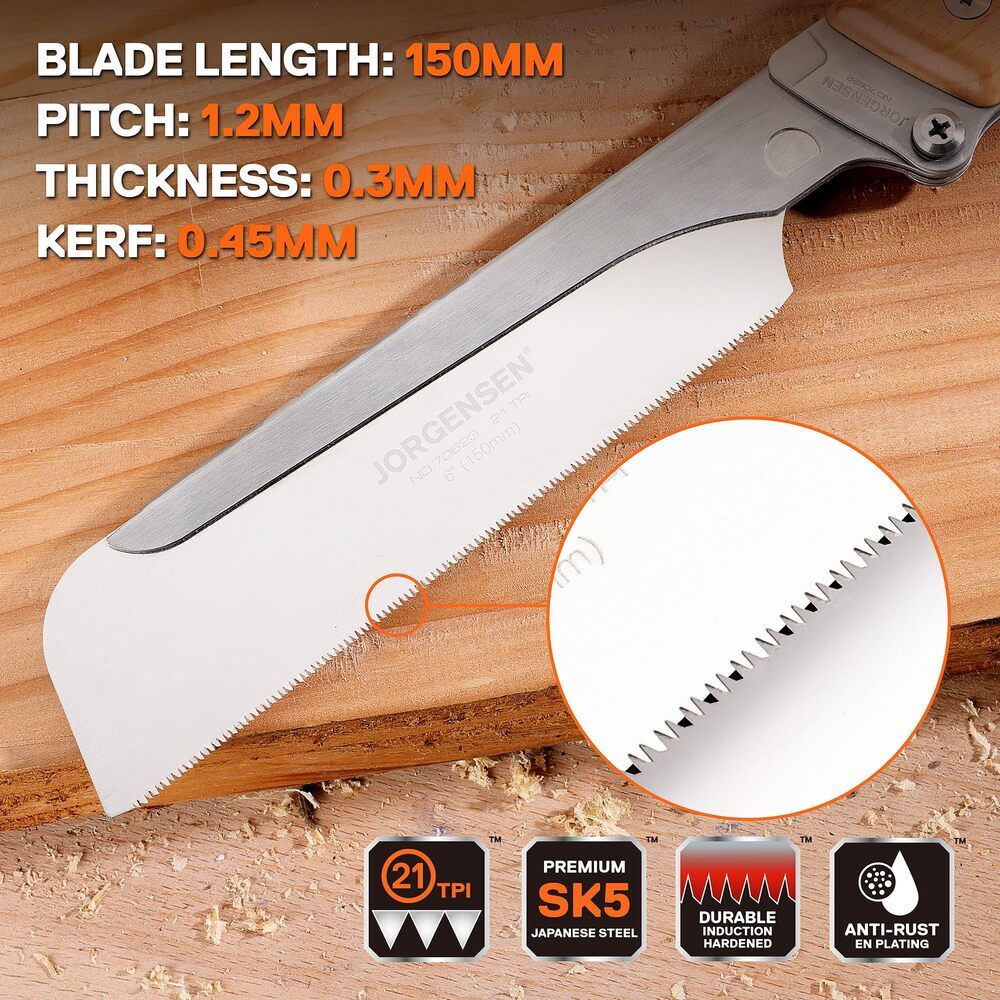 JORGENSEN Japanese Pull Saw 6 Inch Pro Folding Dovetail Saw SK5 for Hardwood USA