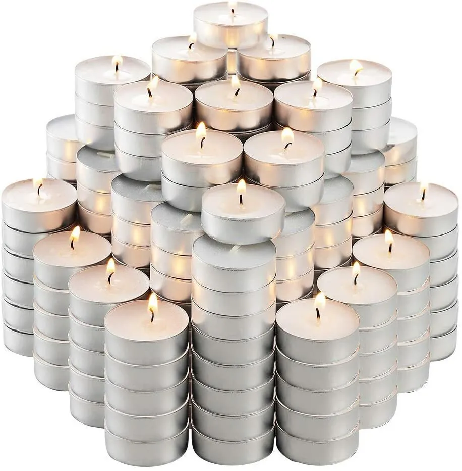 50 Pack Tea Light Candles Bulk Pack 3 Hours Burn White Unscented
