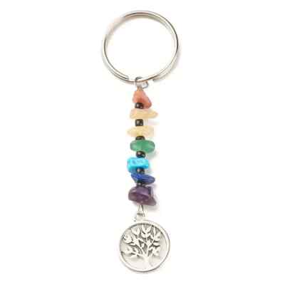 7 Chakra Pendant For Keychain Making Seven Color Crushed Stone Bead Fashion Gift