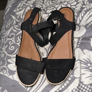 Womens Espadrille Wedge Sandals Platform Sandles, Black Size 9