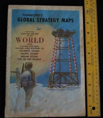 VINTAGE HAMMOND'S GLOBAL STRATEGY MAPS W/ 4 GLOBAL VIEW MAPS - TOP OF THE WORLD
