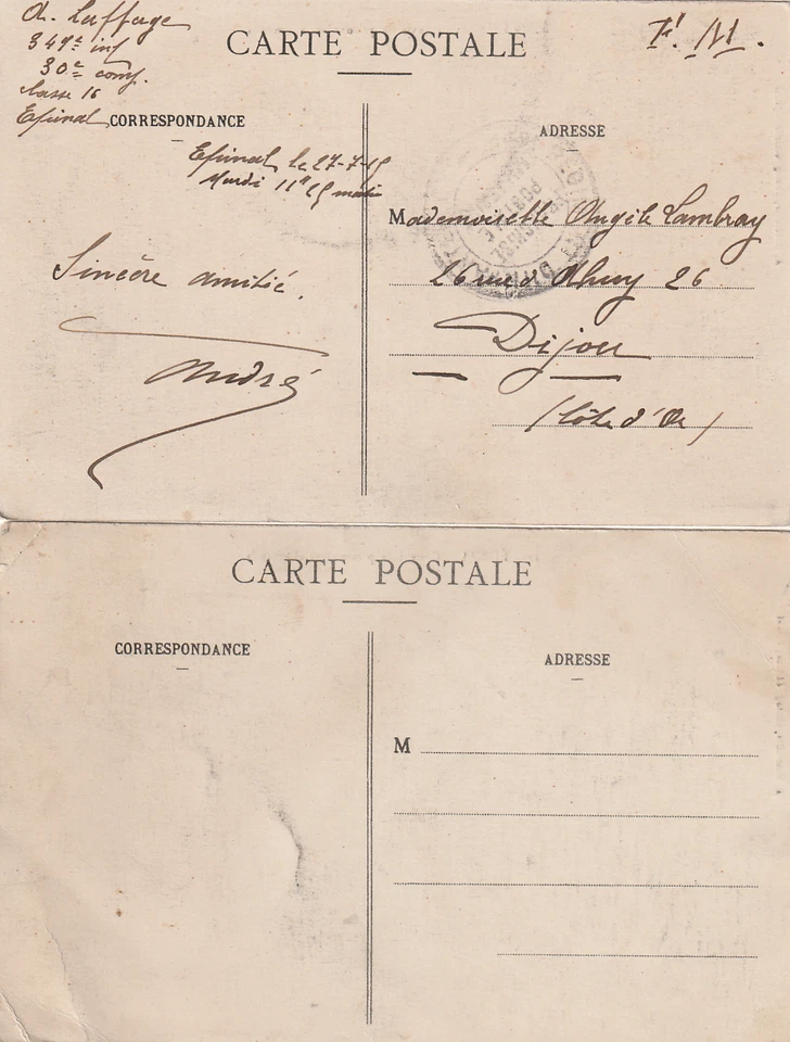 2 X CPA CONVOI PRISONNIERS ALLEMANDS ÉPINAL VOSGES 88 ÉCRITE PAR UN POILU 1917 - Photo 4/4