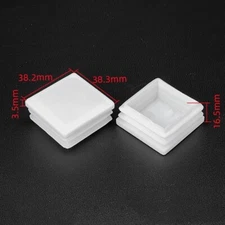 16Pcs 38mm x 38mm PP Plastic Tubing Plug Square Post End Caps White