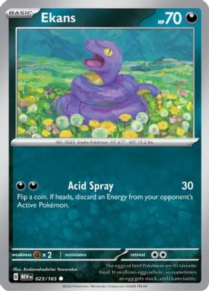 Pokemon Ekans - 023/165 - Common - Reverse Holo NM-Mint Scarlet & Violet - 151