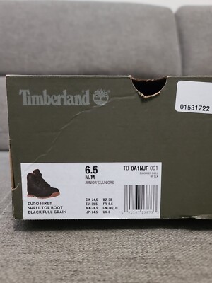 Timberland TB0A1NJF Youth Black & Gum Leather Euro Hiker Shell-Toe Boot HS2804