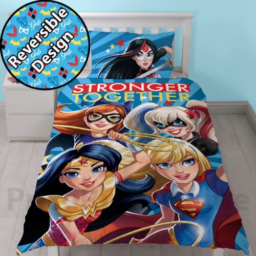 DC SUPER HERO GIRLS SINGLE DUVET COVER AND PILLOWCASE SET GIRLS BEDDING OFFICIAL - Picture 1 of 5