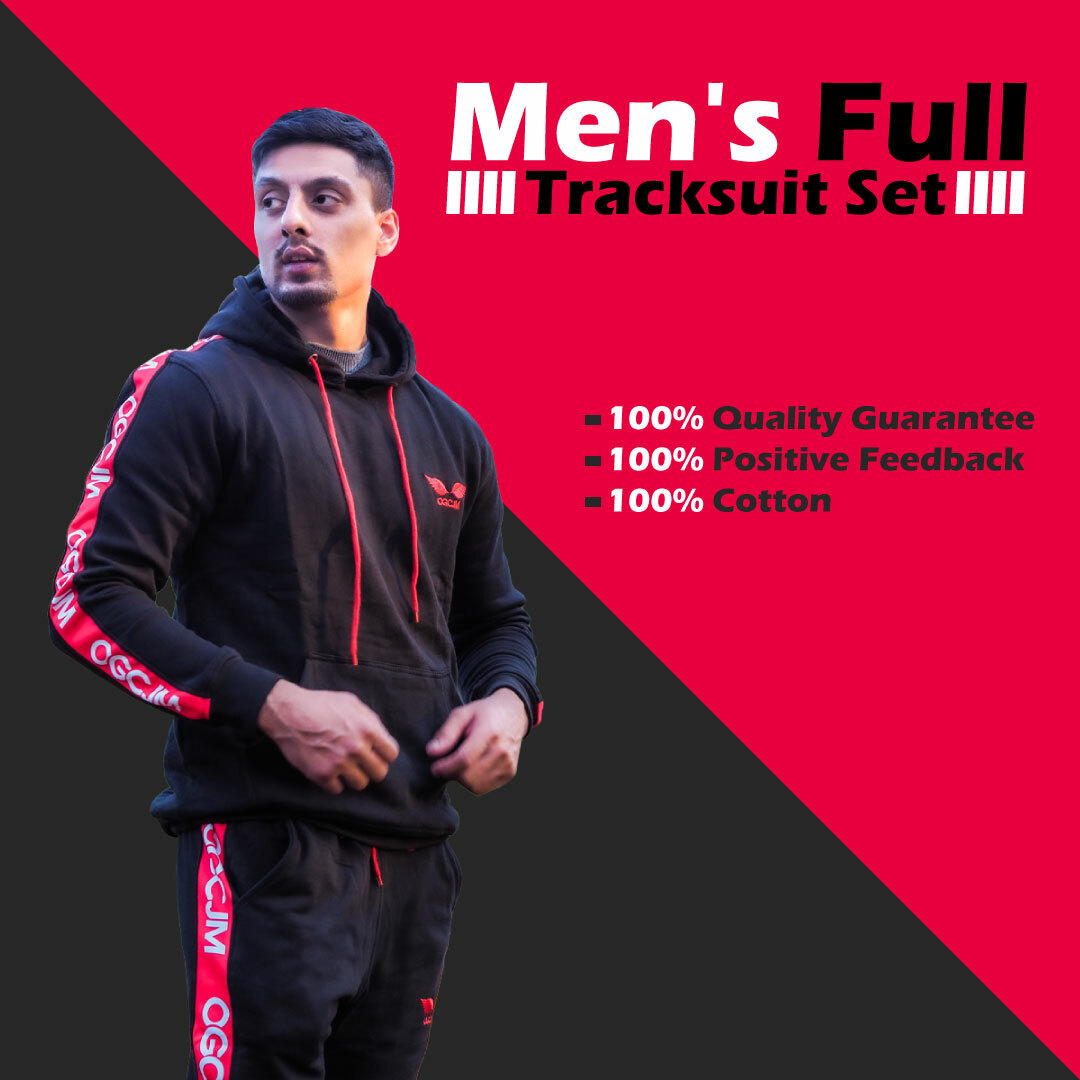 mens red tracksuit set