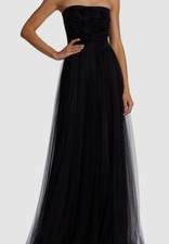 1190 Chiara Boni La Petite Robe Women's Black Floral Mesh Strapless Dress Sz 2