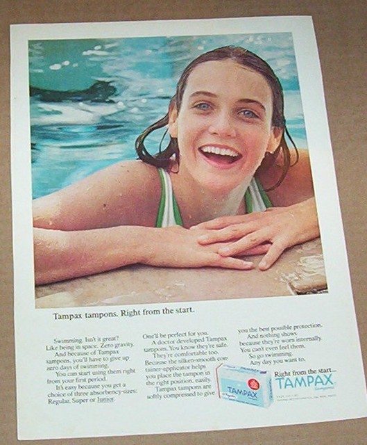 1971 vintage ad Tampax tampons Young Girl swimmer swimming PRINT Advertising eBay