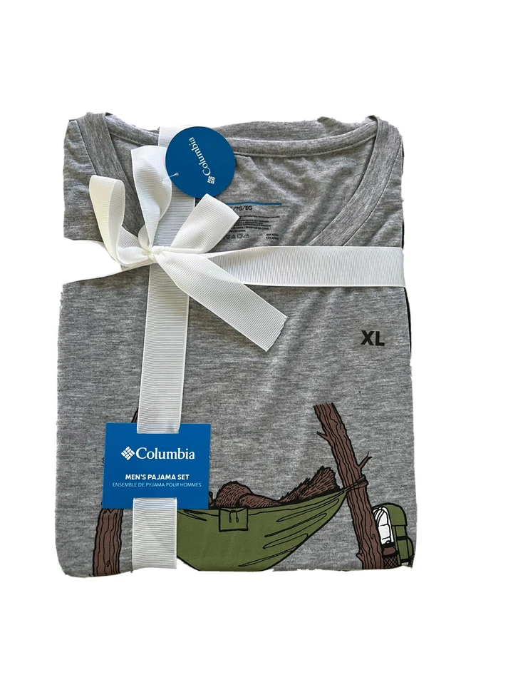 Conjunto de ropa de dormir suave tejido pijama Columbia para hombre - gris claro jaspeado - talla: X grande Foto 2 de 4