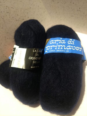 Lot of 3 (40g) Skeins La Lana del Cigno Nero Vimar Biella  Mohair/Mix