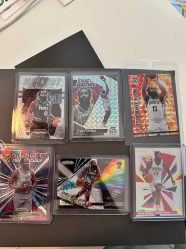 James Harden Prizm Fastbreak inserts, Recon Red /199, Mosaic Prizms + Case hit