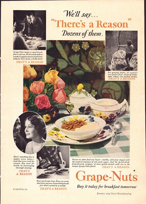 1929 Grape-Nuts and Crisco Print Ad