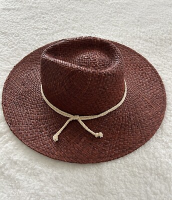Urban Outfitters? Straw Hat Women Preppy Rust Brown City Vacation Summer Sz OS