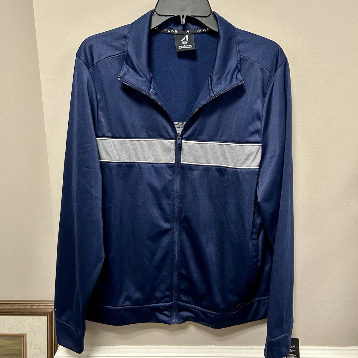Alive Sz M Dark Blue & Gray Y2K Track Jacket NWT | eBay