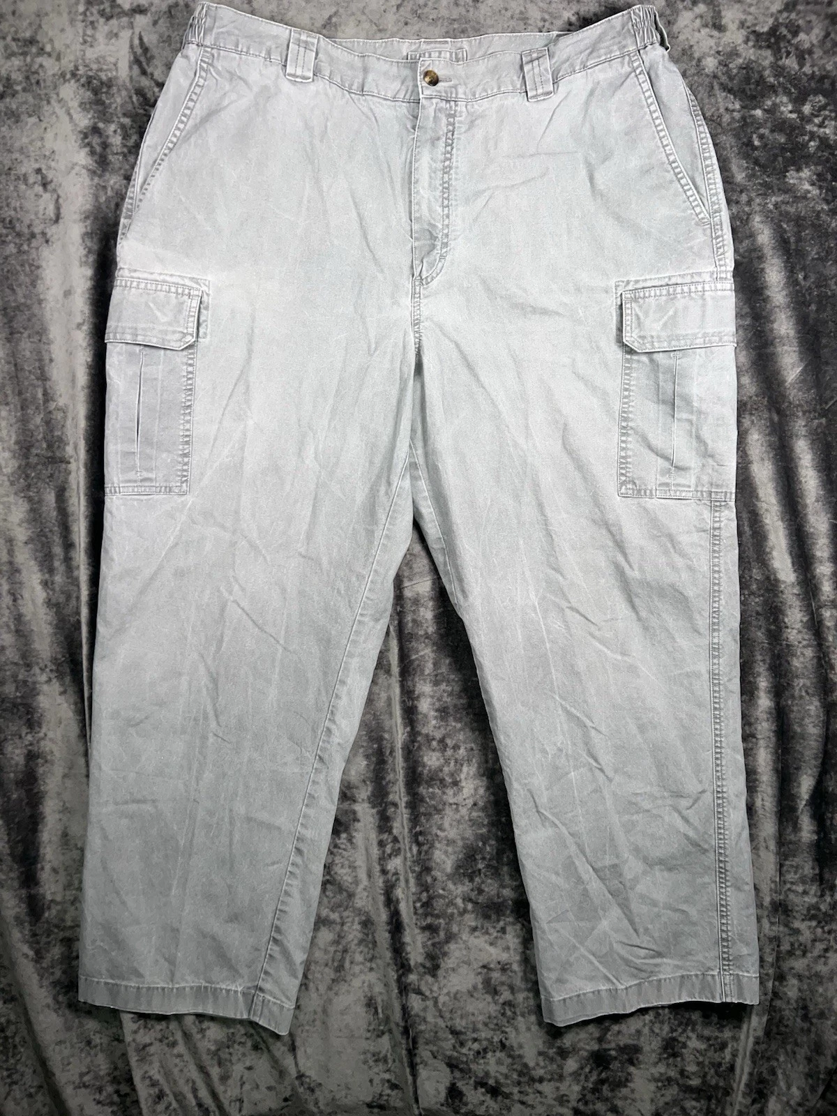 LL Bean Cargo Pants Mens 40x30 Comfort Waist Gray Utility Workwear Straight Leg