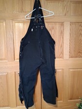 2016 Old Mill Black 3M Insulated Bib Overalls Dbl Knees All Zippers Good LRG
