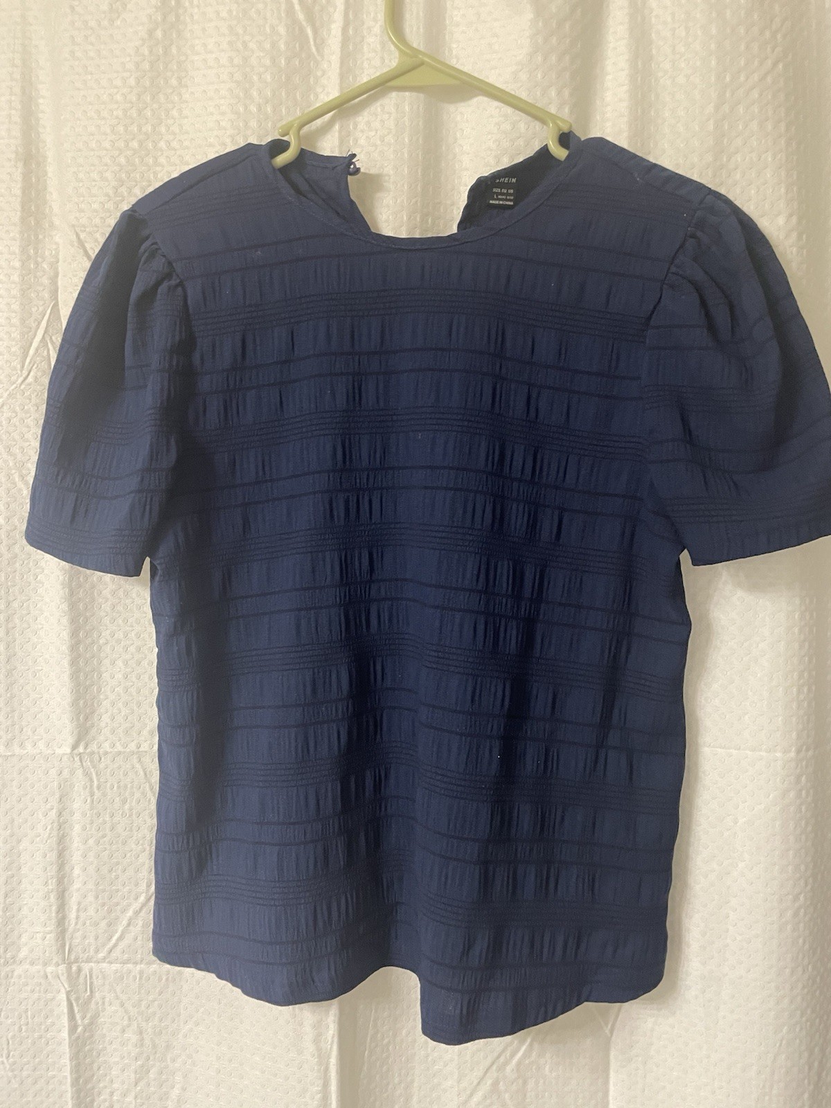 Shein Women's Short Sleeve Blouse Top Navy Blue Size Large US 8/10