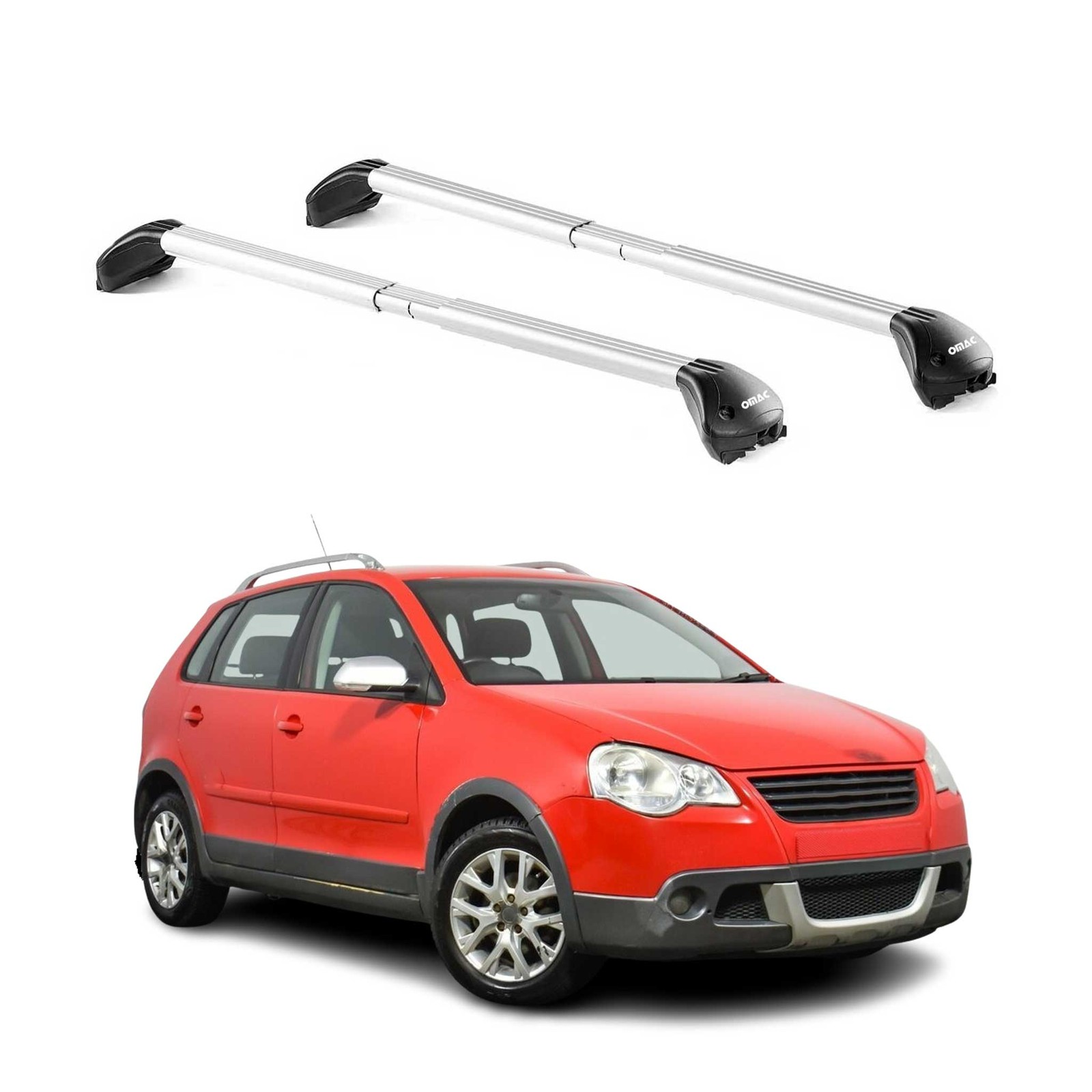 Barres de toit gris argenté pour VW Polo IV Cross et Fun de 2003 à 2009 rail de toit 5 portes