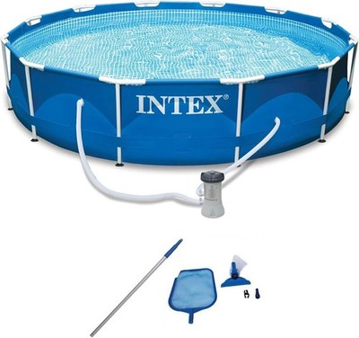 Above Ground Pool Set, 12ft x 30in Round w/ Filter Pump & Cleaning Kit