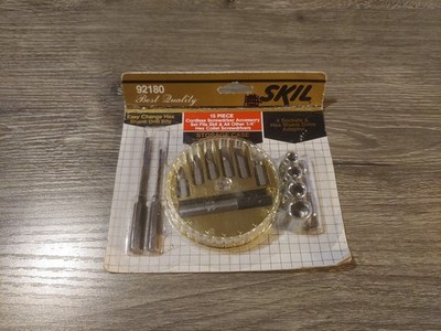 Vintage SKIL 15 Piece Cordless Screwdriver Accessory Set 92180 w/ Storage Case