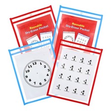 Reusable Dry Erase Pockets, 10 x 13.5 Inches, Assorted Colors, 10 Pockets