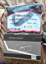 Wl8 LED Video Projector + Mdbebbron 120” Foldable Projector Screen (16:9) Bundle