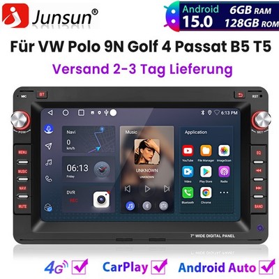 6+128GB Carplay Android15.0 Autoradio Für VW Polo 9N Golf Jetta MK4 Passat B5 T5