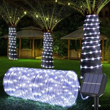 Solar Rope Lights, 66Ft 200LED Solar String Lights, 8 Modes Waterproof Solar Pow