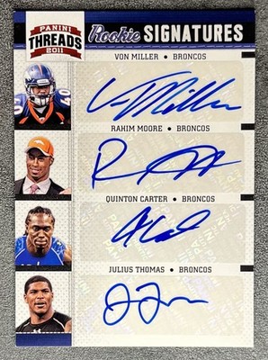 Von Miller Thomas Carter Moore 2011 Panini Threads Rookie Signature Quad Auto /5